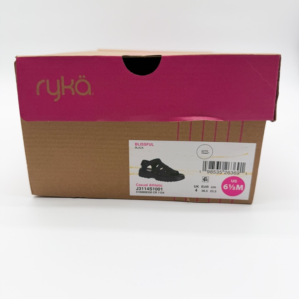 Ryka Blissful Strappy Sport Sandals Adjustable Hook Loop Comfort Black 6.5 NEW - Picture 15 of 15